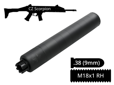 Глушник розбірний AFTactical S39SC калібр .38 (9мм), різьба 18x1 R для CZ Scorpion EVO