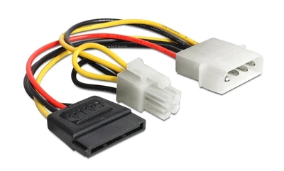 Кабель живлення внутрішній Delock MoleX-SATA 15p M/F +ATX(EPS) 4p/M 0.15m прямий 4p(70.06.0127)