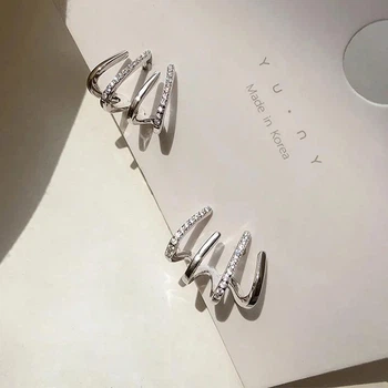 Бижутерия серьги-клипсы-каффы из медицинской стали Rhinestone Z0300 Silver 513