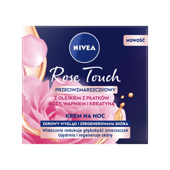 Krem do twarzy Nivea Rose Touch przeciwzmarszczkowy na noc z olejkiem z płatków róży wapniem i kreatyną 50 ml (5900017082417)