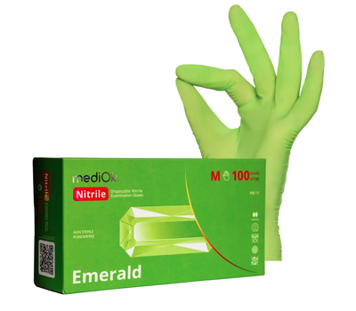 Перчатки нетрилові Mediok зелені, розмір S