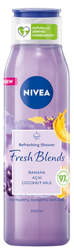 Гель для душу Nivea Fresh Blends Refreshing Shower освіжаючий Banana & Acai & Coconut Milk  300 мл (9005800348353)