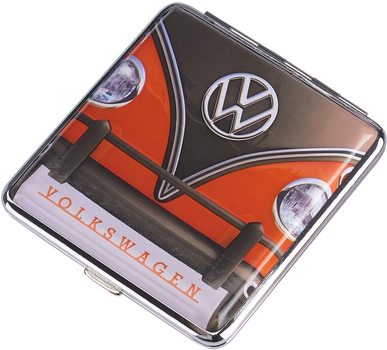 Портсигар металлический на 20 шт Volkswagen LICENCES BUS FRONT рисунок автобус резинка 9.3х10х2 см Коричнево-оранжевый (40610137BROR)