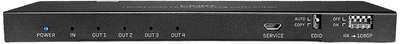 Сплітер з аудіо та зменшенням масштабу Lindy 4 Port HDMI 18G (4002888382311)