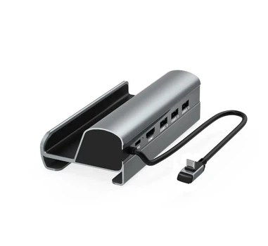 Зарядна док-станція 6 в 1 VKTECH для консолі MSI Claw / LAN / HDMI / USB / Сірий