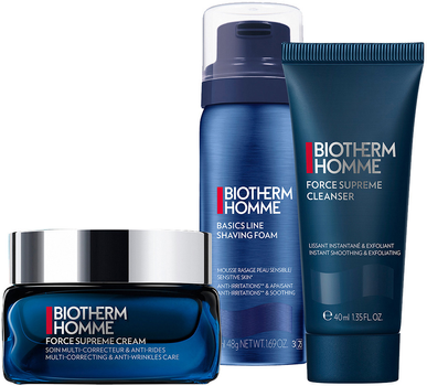 Zestaw do pielęgnacji twarzy Biotherm Men My Corrective Anti-Aging Routine Krem do twarzy 50 ml + Pianka do golenia 50 ml + Żel oczyszczający 40 ml (3614274102376)