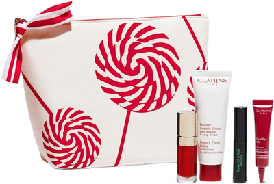 Набір для догляду за обличчям Clarins My Radiance Routine Бальзам для обличчя 50 мл + Олія для губ 7 мл + Крем для шкіри навколо очей 7 мл + Туш 3 мл + Косметичка (3666057145216)