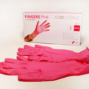 Рукавички нітрилові без тальку Ceros Pink S розові 100 шт (0231952)
