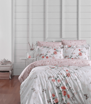 Комплект постельного белья Satin Cotton First Choice - First Choice - S-302 Matilde White - Полуторный - Белый