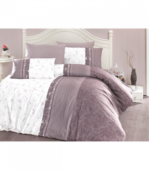 Комплект постельного белья Ranforce - First Choice - R-76 Peitra Lilac - Полуторный - Светло-коричневый с белым