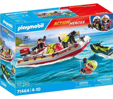 Zestaw do zabawy z figurkami Playmobil Action Heroes Fire Boat with Water Scooter 52 elementa (4008789714640)