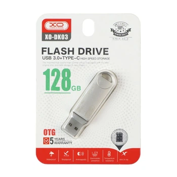Флешка USB накопитель XO DK USB 3.0 Type-C разъем разъем 128GB цвет стальной