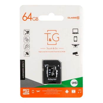 Карта памяти microSDXC TG 64gb UHS3 класс 10 с адаптером черная