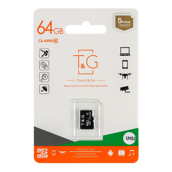 Карта Памяти T&G MicroSDXC 64gb UHS-3 10 Class Цвет Черный