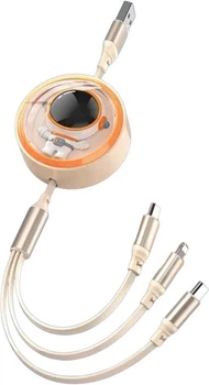 Выдвижной кабель для зарядки Космонавт, универсальный 3 в 1 Lightning/micro-USB/USB Typ-C Бежевый
