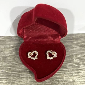Серьги с цирконами "Переплетение двух сердец" медзолото 18К Xuping Jewelry в бархатной коробочке (6620)