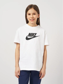 Детская футболка для девочки Nike G Nsw Tee Futura Ss Boy FD0928-100 XS 122-128 см White/Black (196604924979)