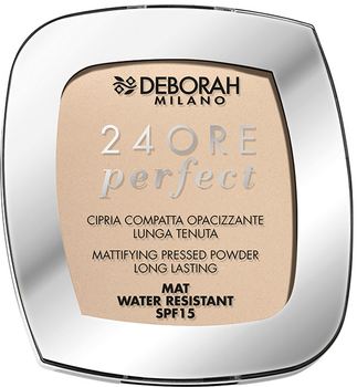 Puder do twarzy kompaktowy Deborah 24Ore Perfect SPF15 Matte Setting 01 Light Beige 9 g (8009518328592)