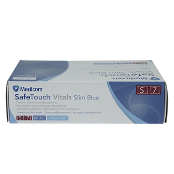 Перчатки нитриловые без талька Medicom SafeTouch Advanced Blue S 100 шт (8718007900149) (0130224)