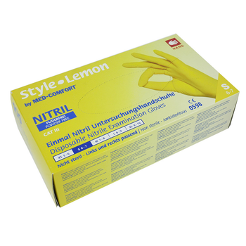 Рукавички UNEX MED COMFORT Style Lemon нітрилові жовті S 100 шт (01189-S) (0304694)