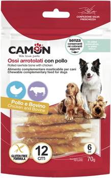 Лакомство для собак Camon палочки из говяжьей кожи обмотанные курицей 70 г (8019808158365)