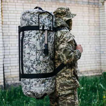 Универсальная сумка баул военная, армейский баул пиксель Оксфорд 100 л тактический баул-рюкзак
