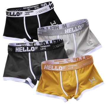 Набор мужских трусов боксеров Lesko PB-3199 M Black/Turmeric/Gray/Light gray из 4 шт