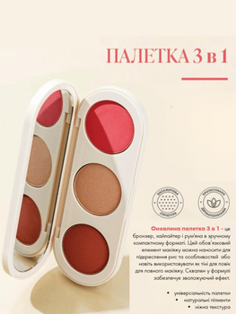Палетка для лица 3 в 1 Бронзер Хайлайтер Румяна Farmasi 13 г