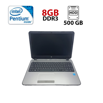 Ноутбук HP 250 G3 / 15.6" (1366x768) TN / Intel Pentium N3540 (4 ядра по 2.16 - 2.66 GHz) / 8 GB DDR3 / 500 GB HDD / Intel HD Graphics / WebCam / АКБ не держит б/у