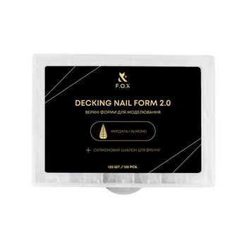 Верхние формы для френч-наращивания F.O.X Decking Nail form 2.0 миндаль с силиконовыми вкладками 120 шт