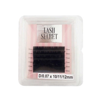 Ресницы Lash Secret D 0,07 (6 рядов: 10,11,12 мм), черные (2000105032911)