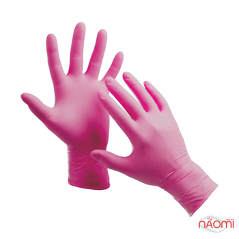 Перчатки нитриловые упаковка - 5 пар, размер M (без пудры), плотность 3,6 г, розовые (2000994192802)