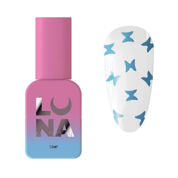 Топ для гель-лака без липкого слоя Luna Top Butterfly Blue с голубыми бабочками 13 мл