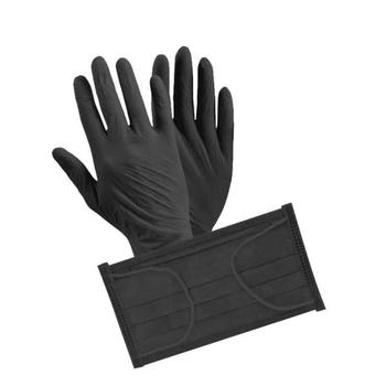 Набор перчаток 5 пар размер S и масок 5 шт., одноразовые, цвет черный (2000006196668)