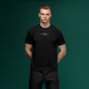 Футболка Basic Military T-Shirt з авторським принтом NAME. Чорна. Розмір S