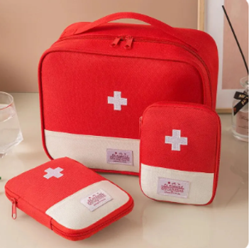 Домашняя аптечка-органайзер комплект 3 шт. для хранения лекарств и таблеток First Aid Pouch Large красная