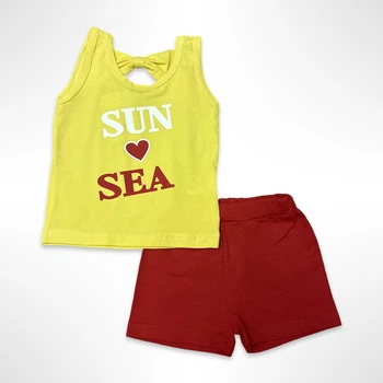 Комплект "Sun and Sea" (майка+шорты) для девочки Няня 74 см Жёлто-красный (0590)