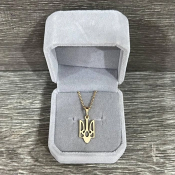 Кулон на цепочке "Герб Украины Тризуб" медзолото ювелирный сплав Xuping Jewelry упакован в бархатную коробочку (15832)