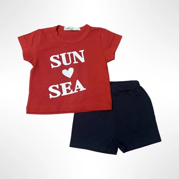 Комплект "Sun and Sea" (майка+шорты) для девочки Няня 98 см Сине-красный (0594)