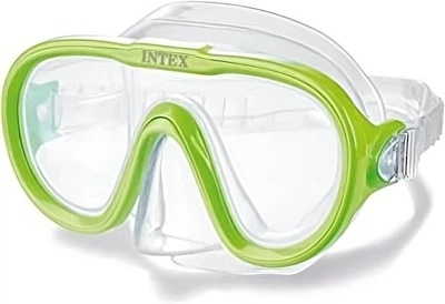 Маска для плавания Intex 55916 от 8 лет в слюде 8 см×23 см×20 см размер M обхват головы 50-56 см салатовая