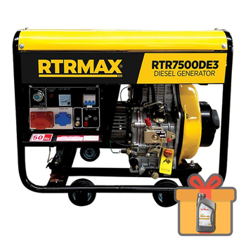 Генератор дизельний електрогенератор Rtrmax rtr 7500 de3 6,5 ква портативна електростанція для дому в квартиру дизельгенератор 5 6 квт 380 220 вольт + моторна олива