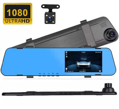 Авто Зеркало Видеорегистратор с Камерой Заднего Вида DVR A28 Blackbox c Дисплеем 4.3" HD Две Камеры