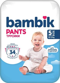 Підгузки-трусики дитячі одноразові Bambik 5 (12-17 кг), 34 шт.