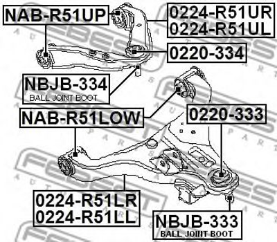 Сайлентблок переднього нижнього важеля ≥FINDER R51M 05- FEBEST (NAB-R51LOW) Demi - Гарант Якості Febest (NABR51LOW)