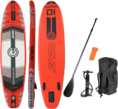 Надувна SUP дошка для САП серфінгу Enero Shark 320 см, до 150 кг, з веслом, насосом та сумкою для зберігання (1054025) (5902431054025)