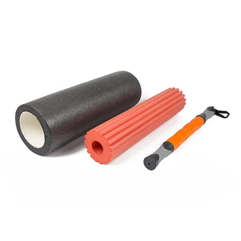 Массажный ролик 3 в 1 EasyFit Foam Roller (ролик, валик и массажная палка) МФР роллер массажер для спины, ног, рук, шеи