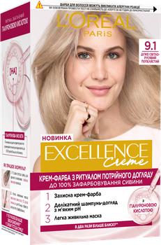 Стойкая крем-краска для волос L'Oreal Paris Excellence Creme 9.1 - Очень светло-русый пепельный (3600524094058)
