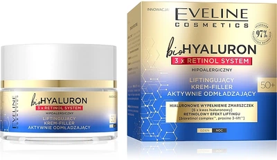 Крем-філер з ефектом ліфтингу - Eveline Cosmetics BioHyaluron 3xRetinol System 50+ 50ml (1000044-119927)