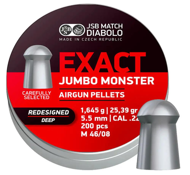 Кулі пневматичні JSB Diabolo Exact Jumbo Monster Redesigned DEEP кал. 5,5 мм 1,645 г 200 шт/уп