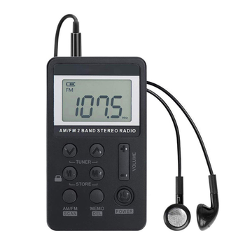 Карманный мини-радиоприемник с аккумулятором и наушниками Радио FM AM STEREO Led-дисплей Black